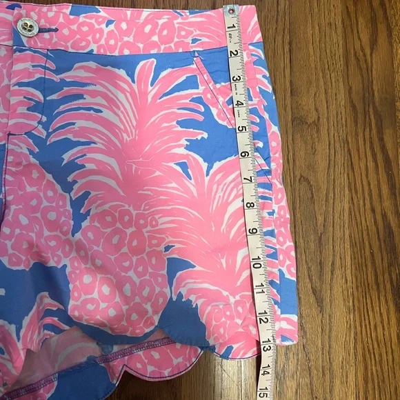 Lilly Pulitzer Pink and Blue Buttercup Tropical Pineapple Print Shorts - Picture 11 of 11